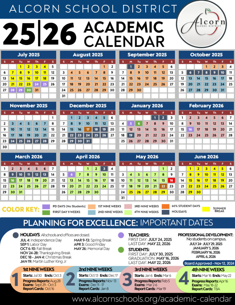 Academic Calendars Alcorn School District Academic Calendars Alcorn School District