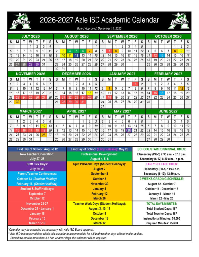 AISD Board Approves 2026 27 Academic Calendar Adds 10 Minutes To School Day
