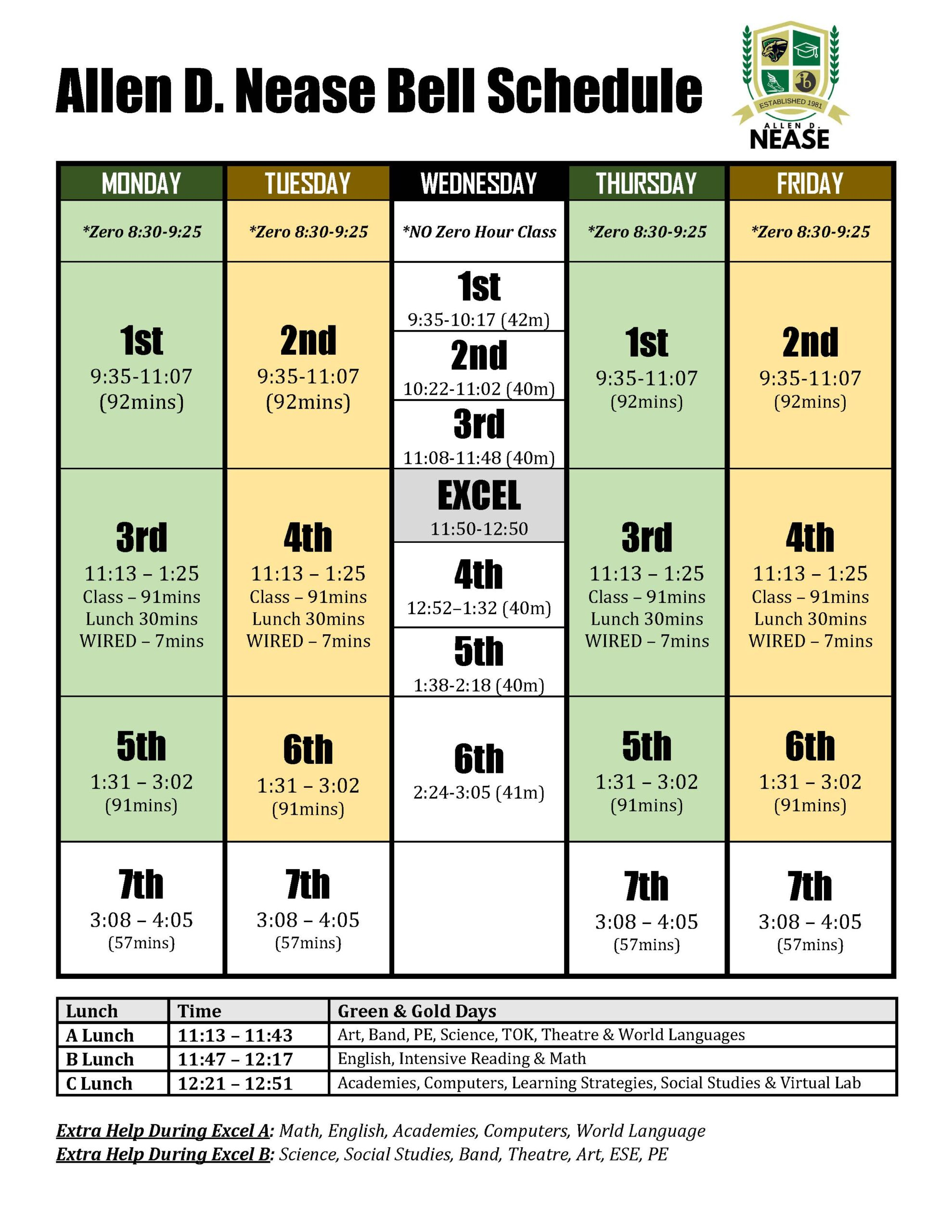 Allen D Nease Bell Schedule Allen D Nease High School