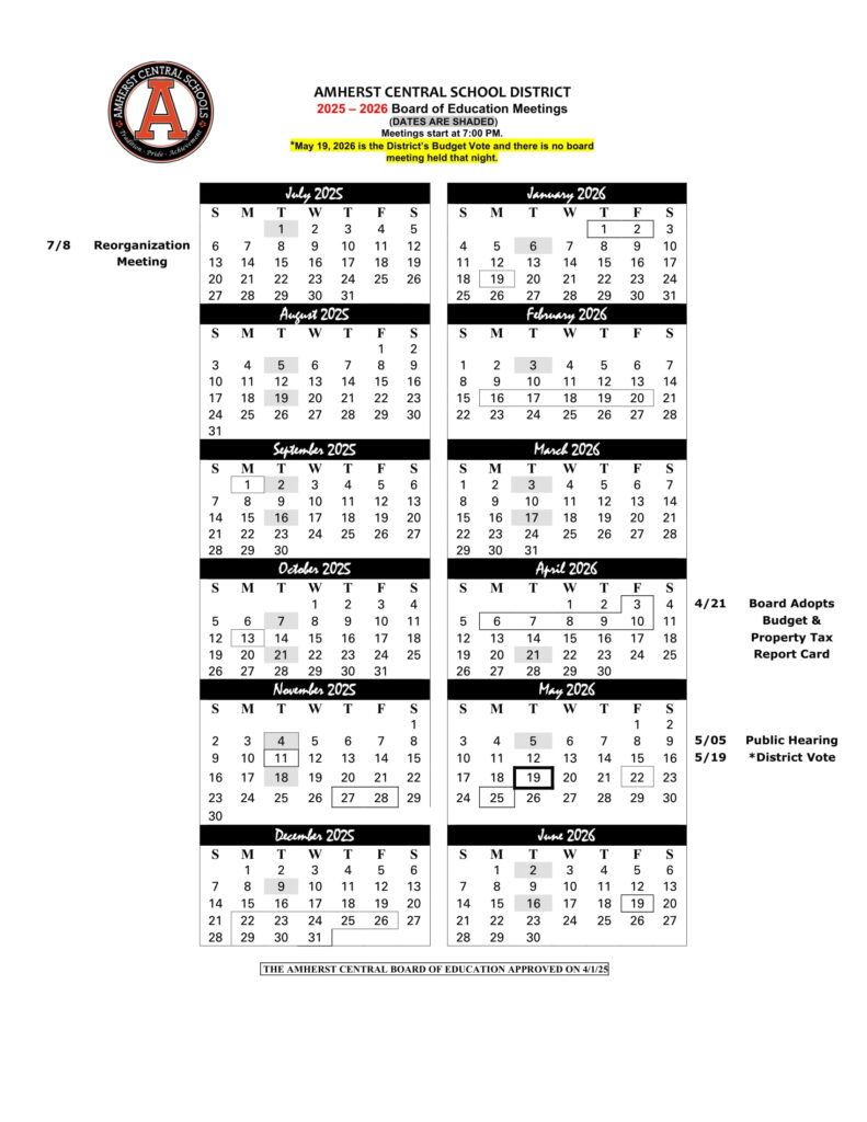Amherst Central School Calendar 25 26 PDF Revised EduCounty Amherst Central School Calendar 25 26 PDF Revised EduCounty