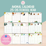 Animal Calendar 2026 School Year Planning Wildlife School Planner Editable Calendar Template Science Class Decor Kids Class Calendar Etsy