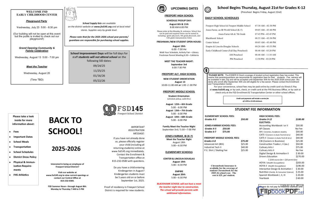 Back To School Guide 2025 2026 Freeport School District 145