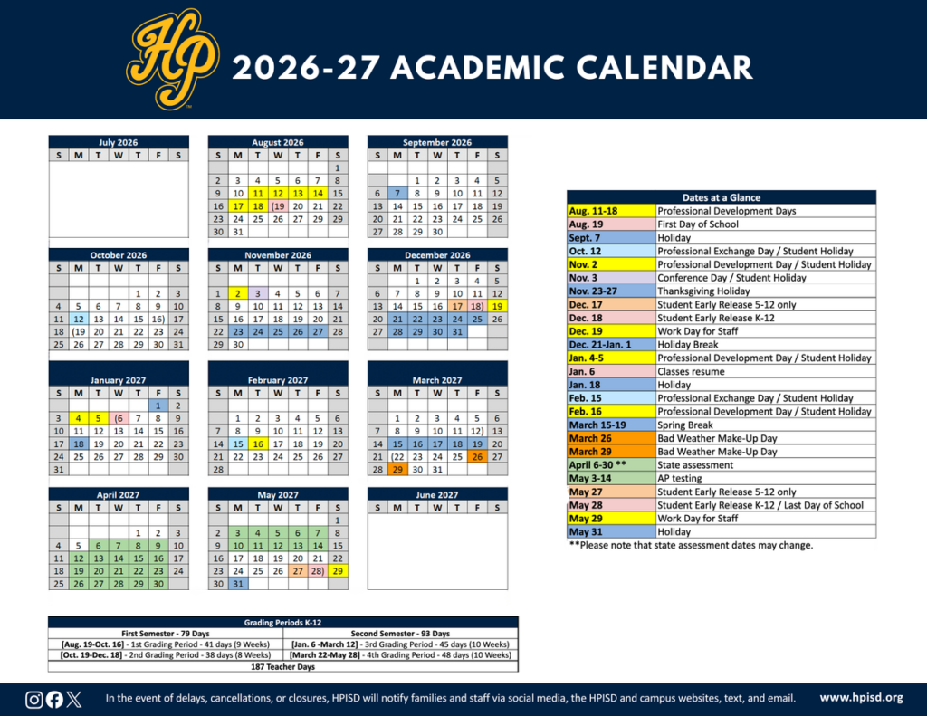 Board Approves 2026 27 HPISD Academic Calendar Highland Park Independent School District