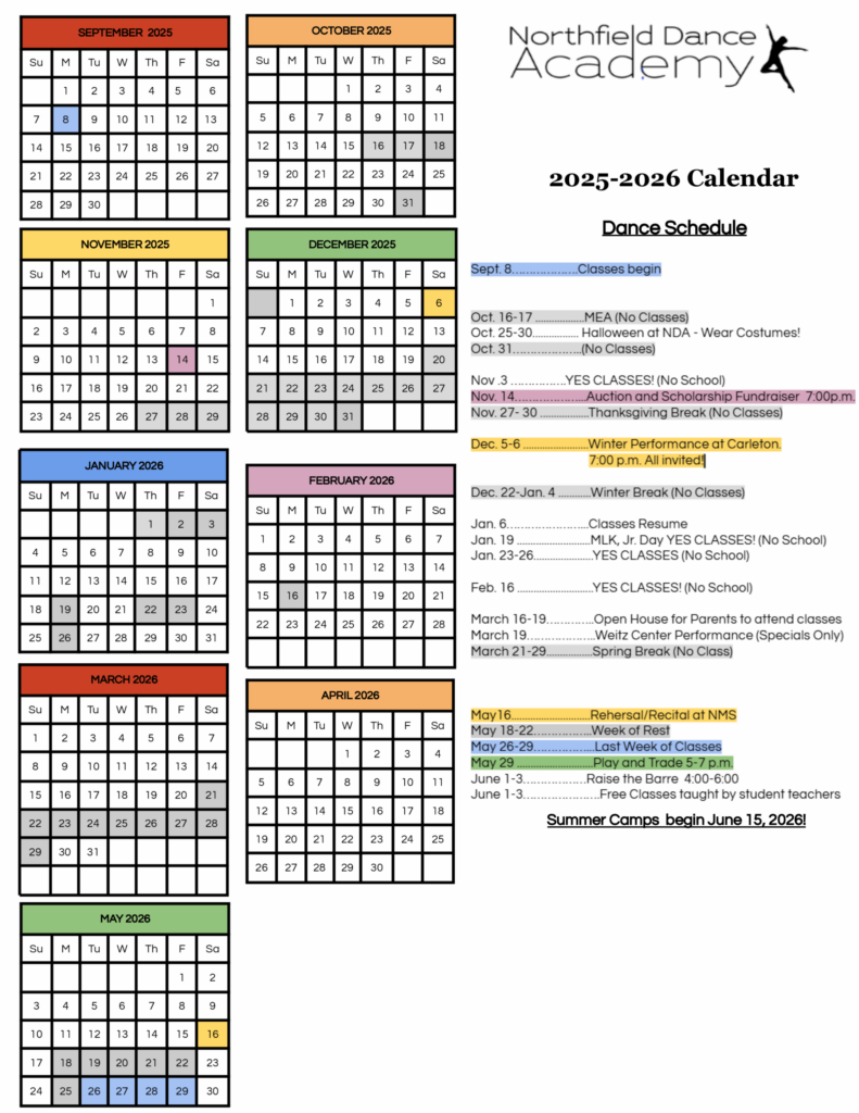 Calendar 2025 26 Northfield Dance Academy Calendar 2025 26 Northfield Dance Academy