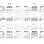 Calendar 2025 And 2026 On One Page Calendar Quickly