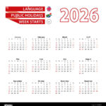 Calendar 2026 In English Language With Public Holidays The Country Of South Africa In Year 2026 Week Starts From Sunday Vector Illustration Stock Vector Image Art Alamy