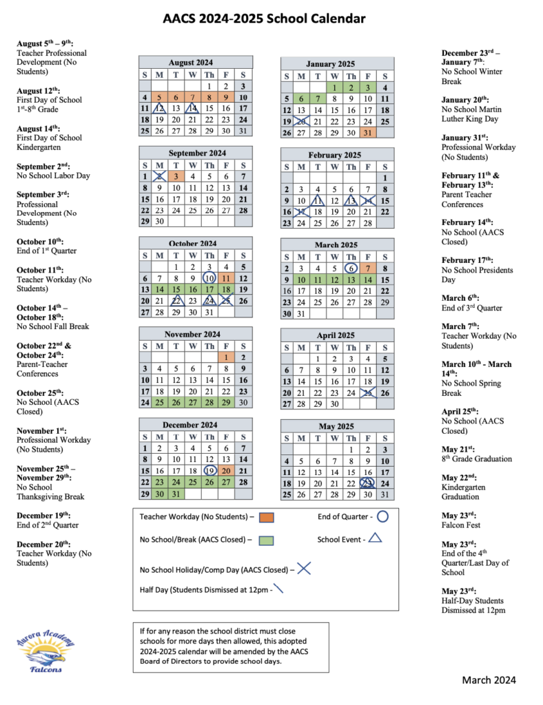 Calendar Aurora Academy Calendar Aurora Academy