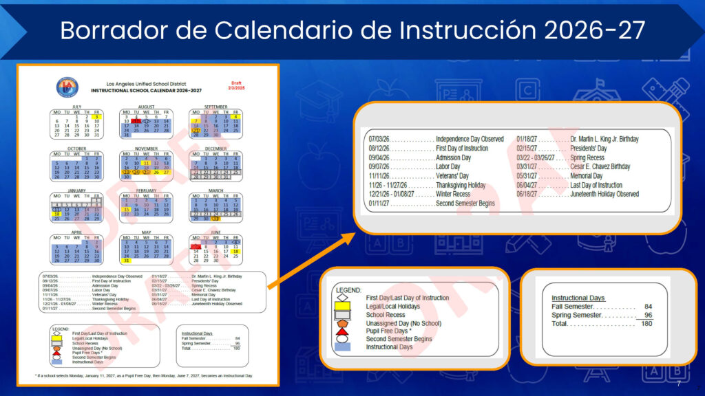 Calendar Calendar Los Angeles Unified School District