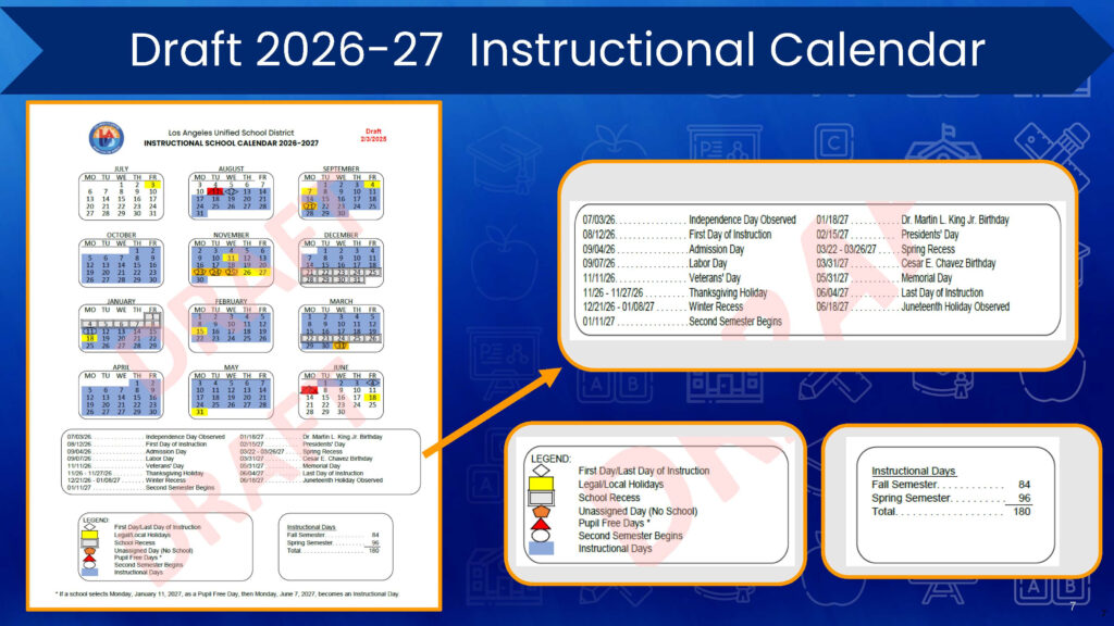 Calendar Calendar Los Angeles Unified School District