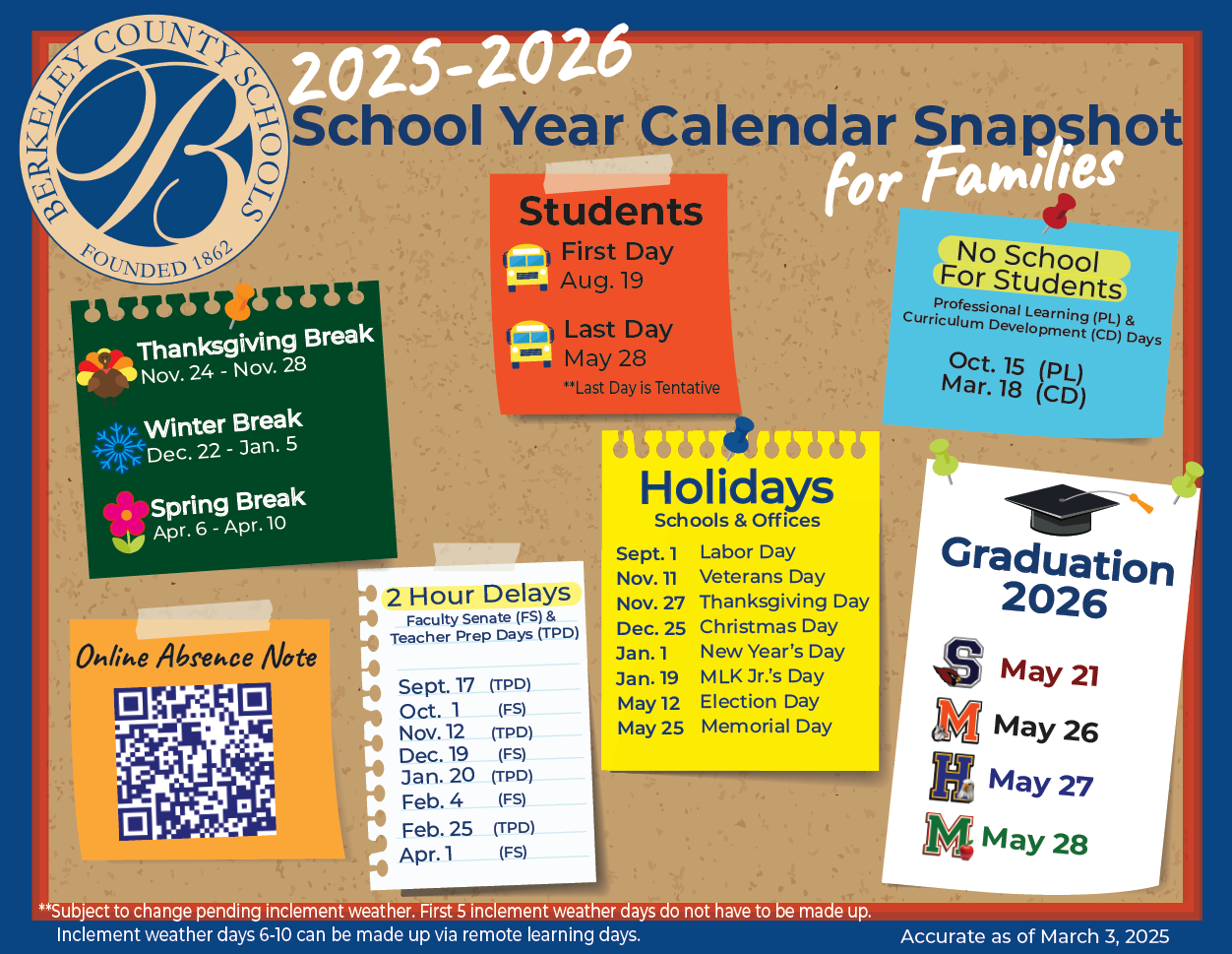 Calendar Events Berkeley County Schools