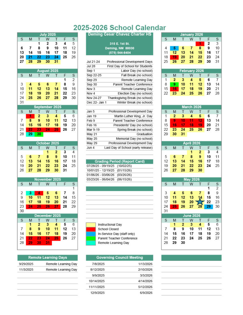 Calendar Handbook And Mission Statement Cesar Chavez Charter High School
