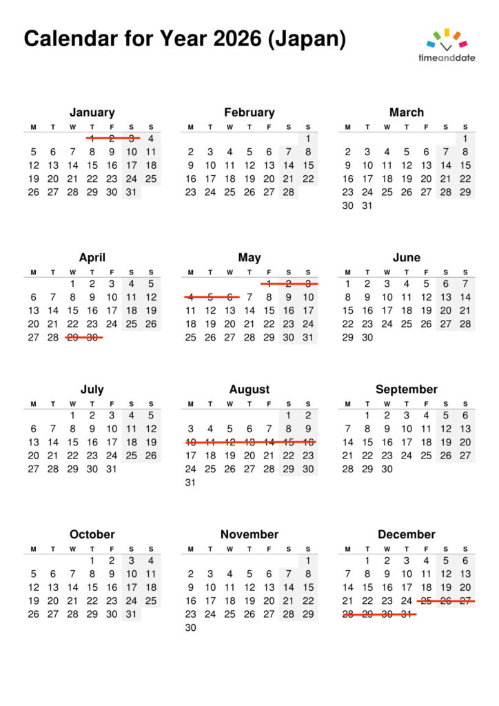 Calendar Tokyo Piano School