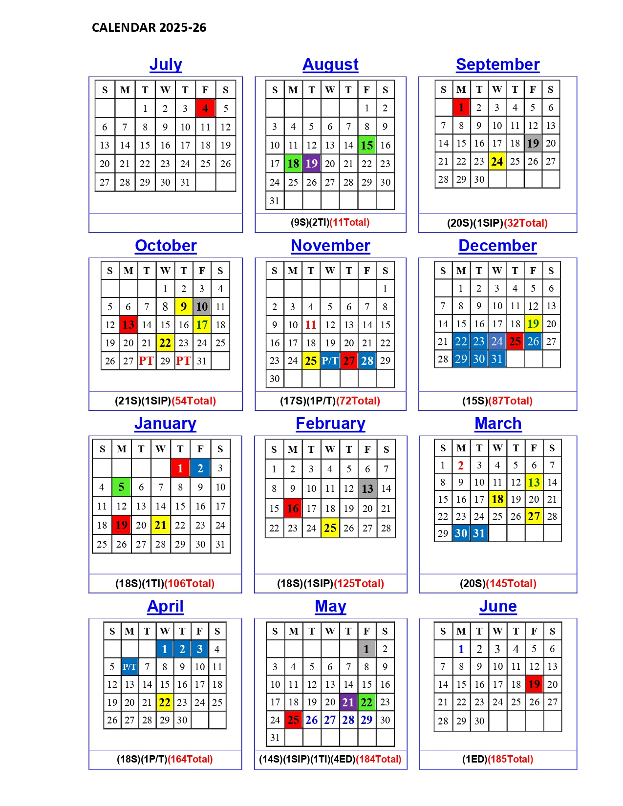 Calendar Tri Point CUSD 6J