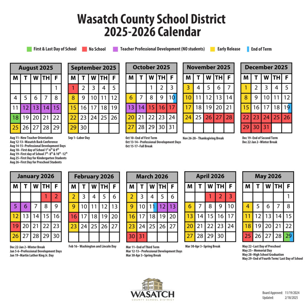 Calendar Wasatch County School District
