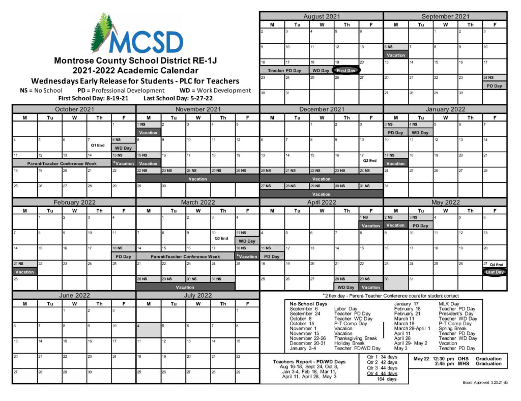Calendars Previous Academic Years 