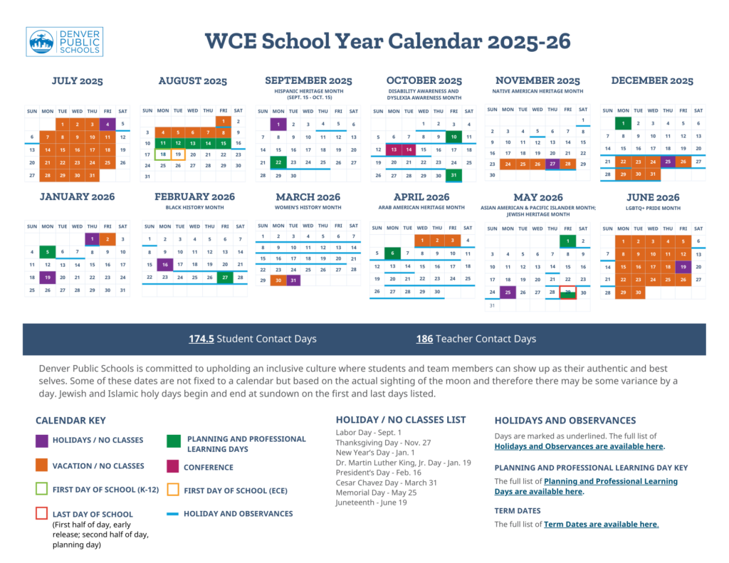 Calendars Westerly Creek Elementary