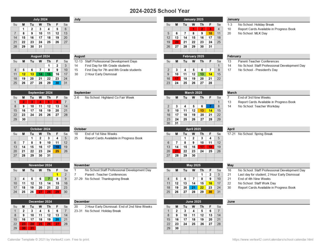 Carmel Unified Calendar Printable