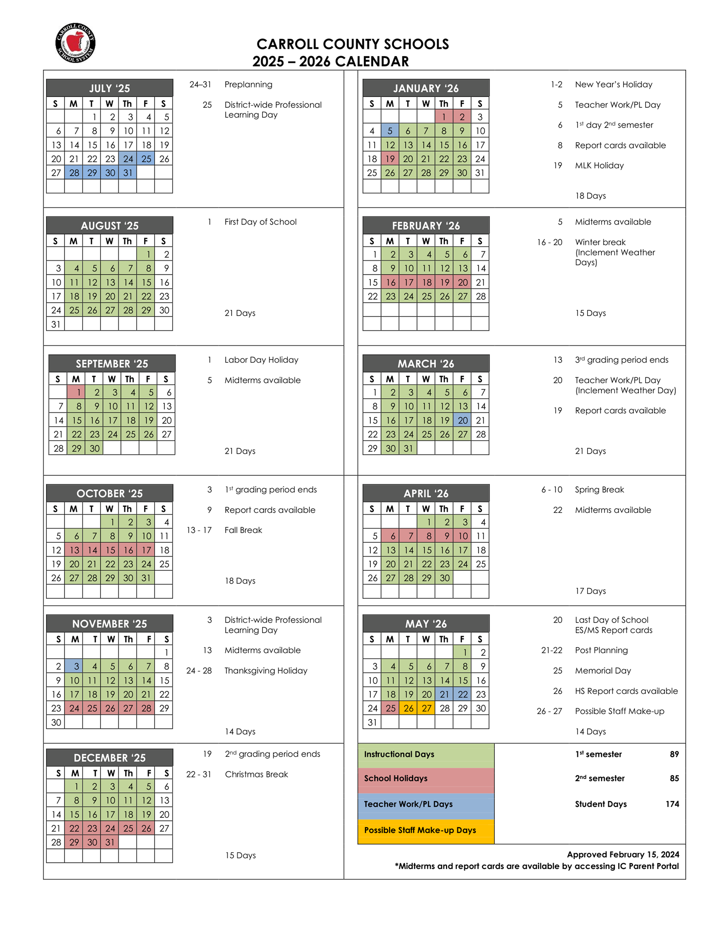 Carroll County Schools Calendar Bay Springs Middle