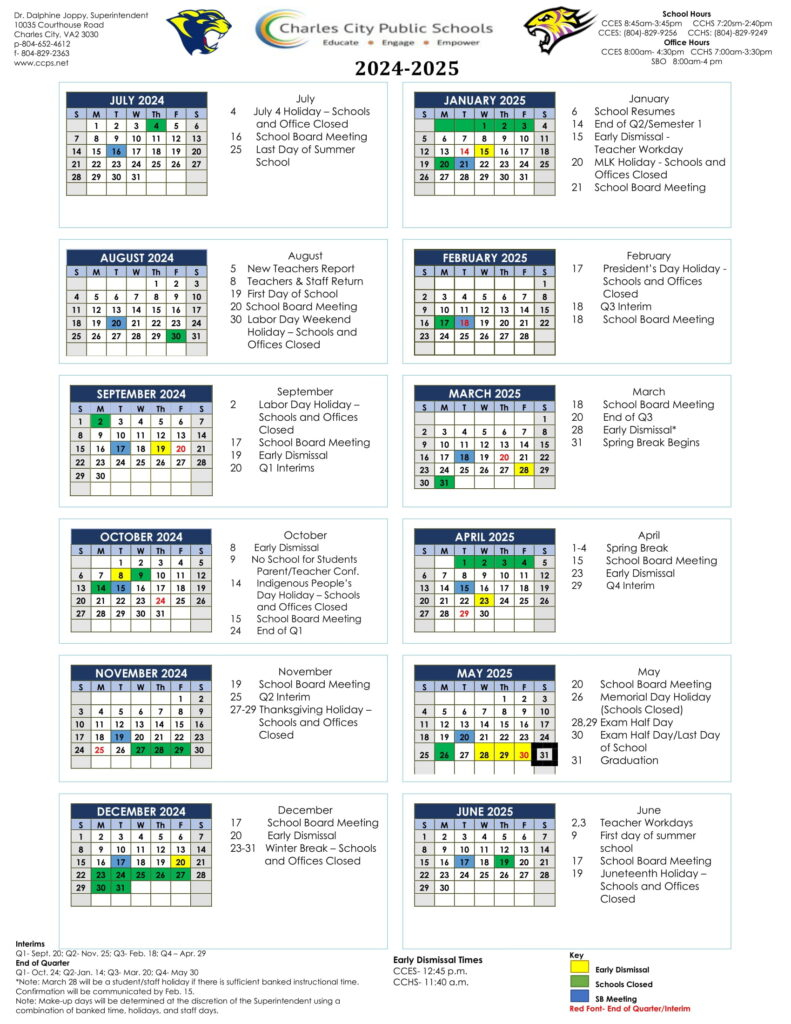 Charles City Public Schools Calendar 25 26 Revised PDF EduCounty