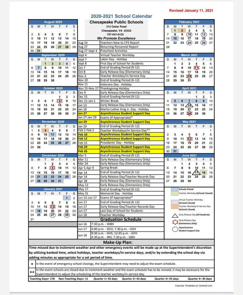 Chesapeake Public Schools Has Updated The Calendar For The 2020 2021 School Year 6 Asynchronous Learning Days Have Been Added Https t co P4wmuDFRRg TES TreaklePride
