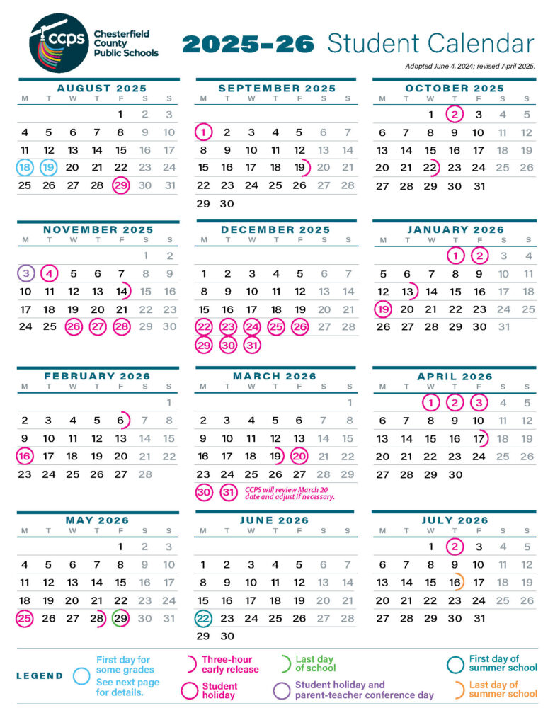 Chesterfield County Public School Calendar Salisbury Presbyterian Preschool