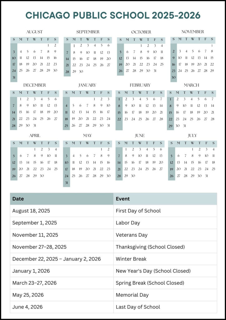 Chicago Public School Calendar 2025 2026 Dates Chicago Public School Calendar 2025 2026 Dates