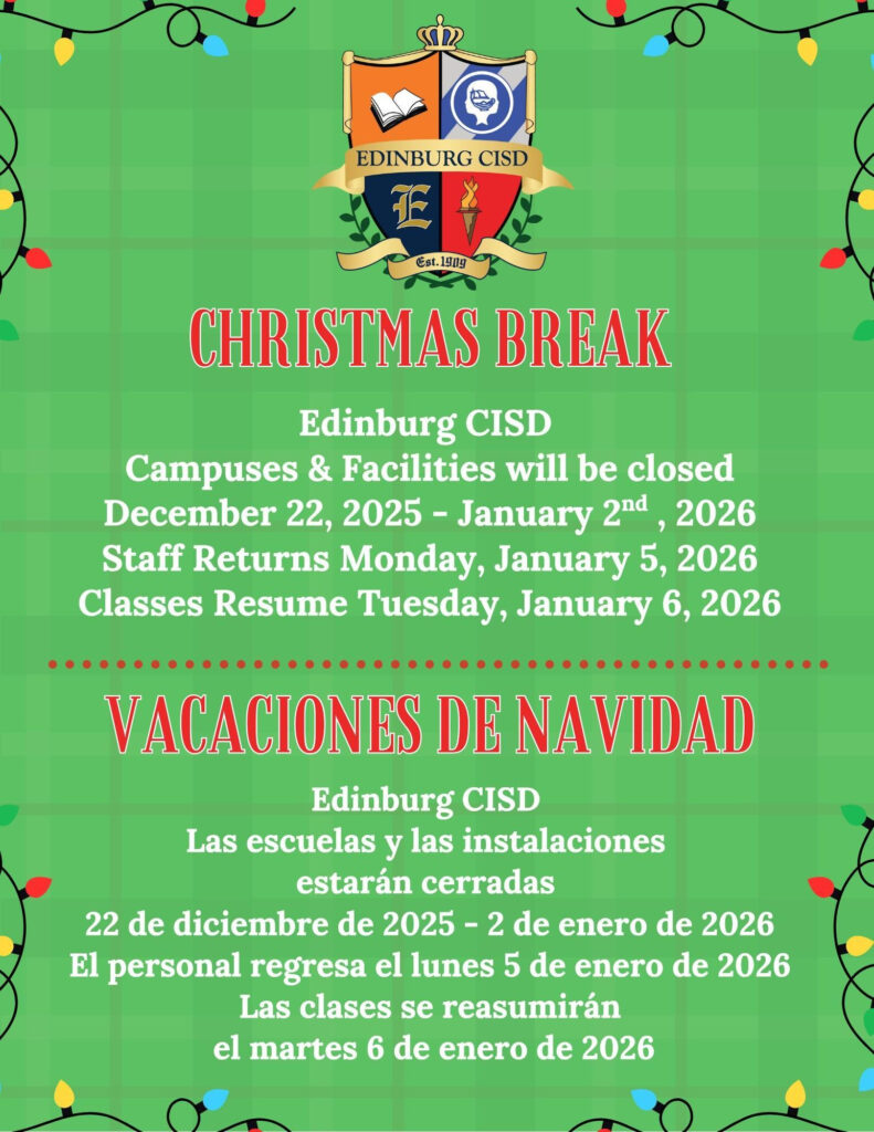 Christmas Break Schedule Banner Files Edinburg Consolidated Independent School District