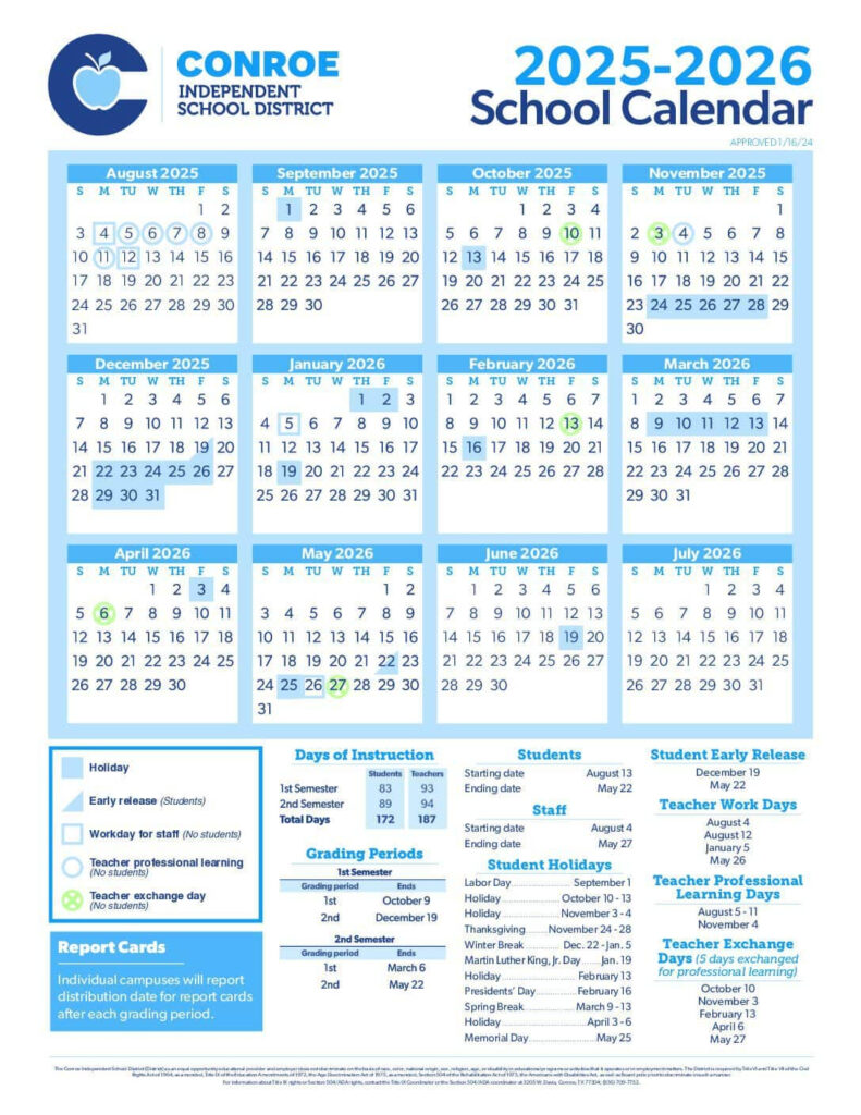 Conroe ISD 2025 26 Calendar Hello Woodlands