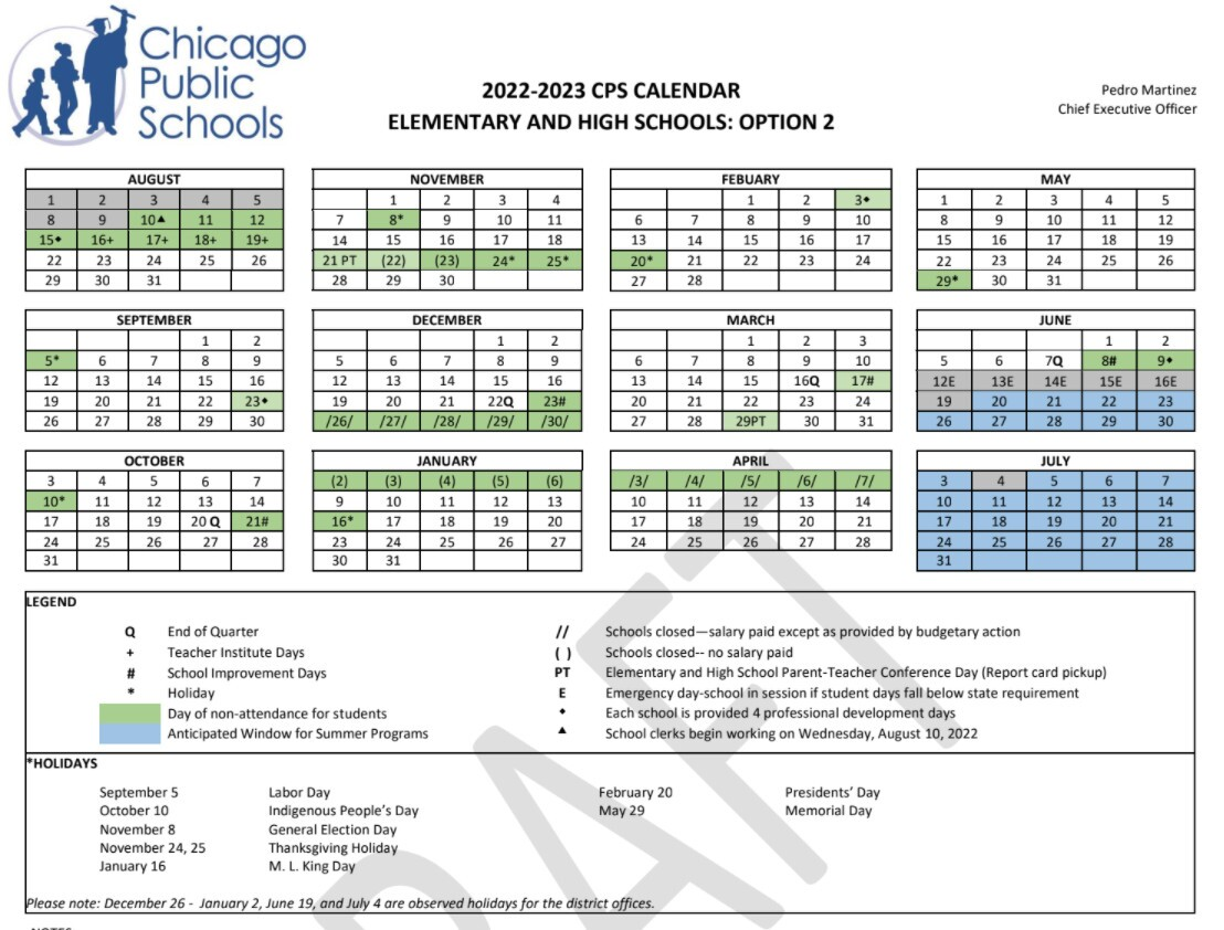 CPS 2022 23 Calendar Keeps Pre Labor Day Start Gives Full Week Of Vacation For Thanksgiving Chicago Sun Times