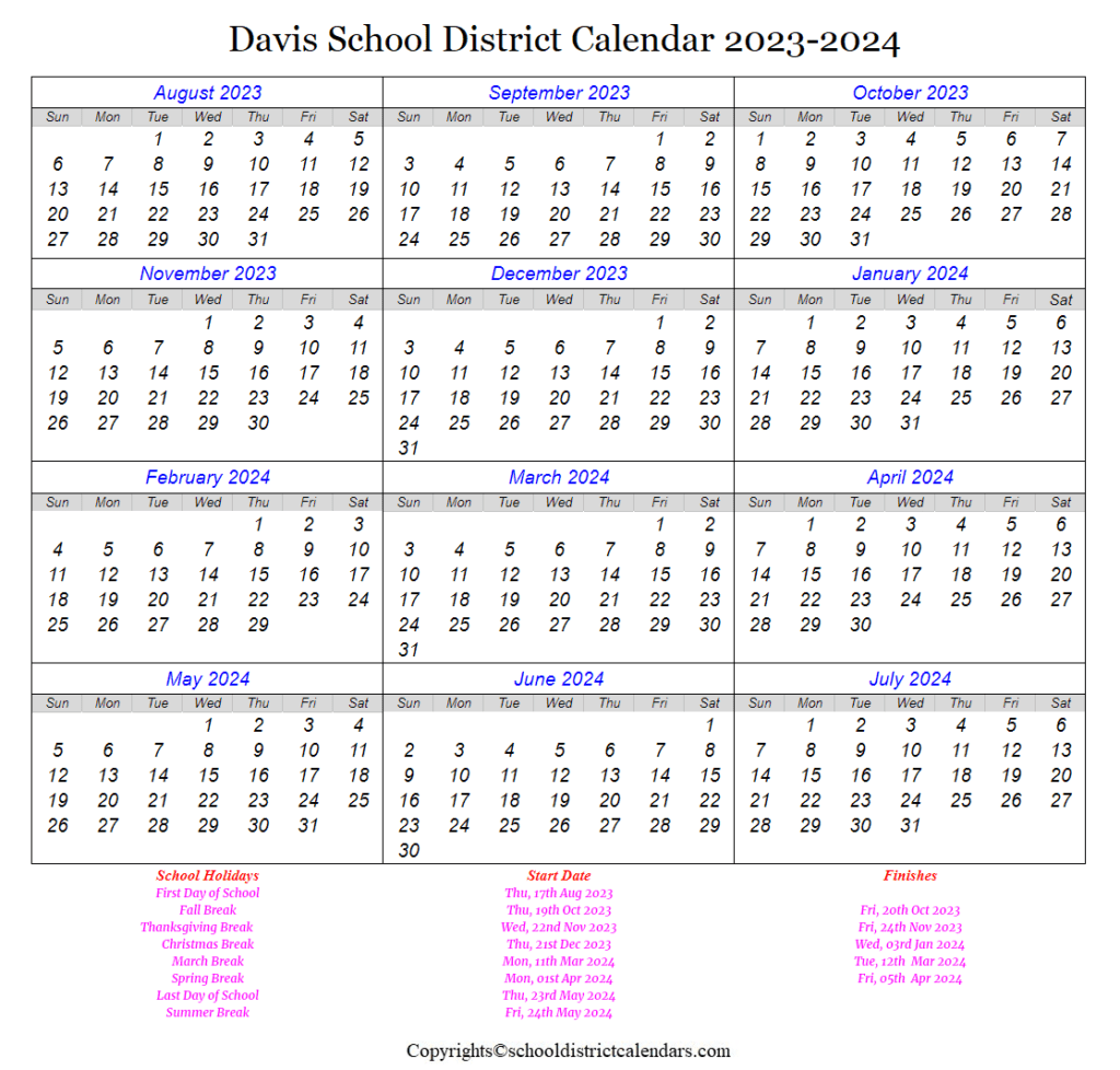 Davis District Calendar 2023 2024 Productive Schedule Calendar
