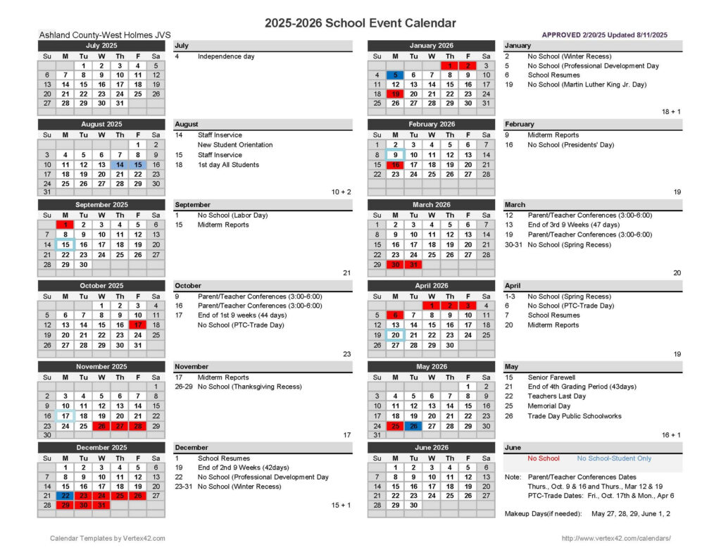 District Calendar Heartland Technical Education Center
