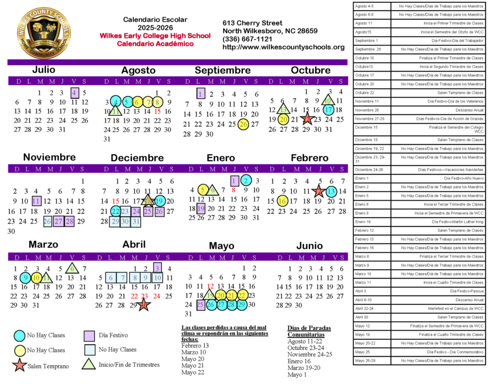 District Calendars District Wilkes County Schools