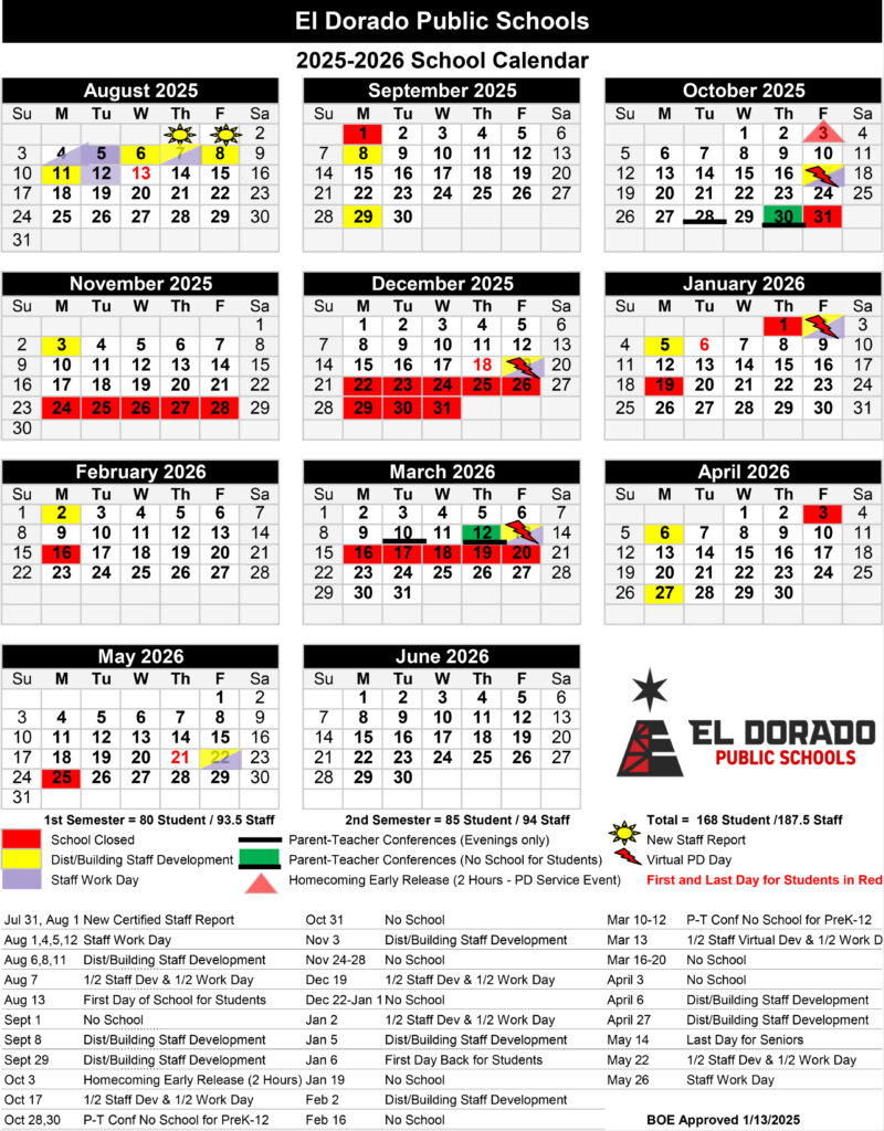 District Calendars El Dorado Public Schools