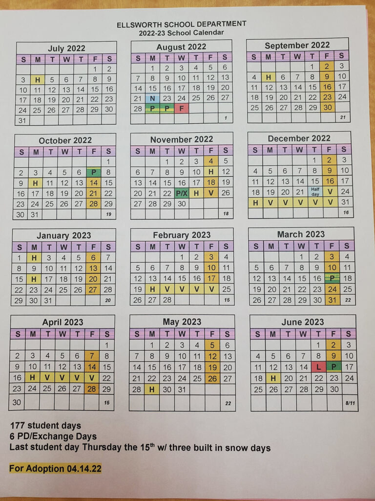 Ellsworth School District 2022 23 Calendar