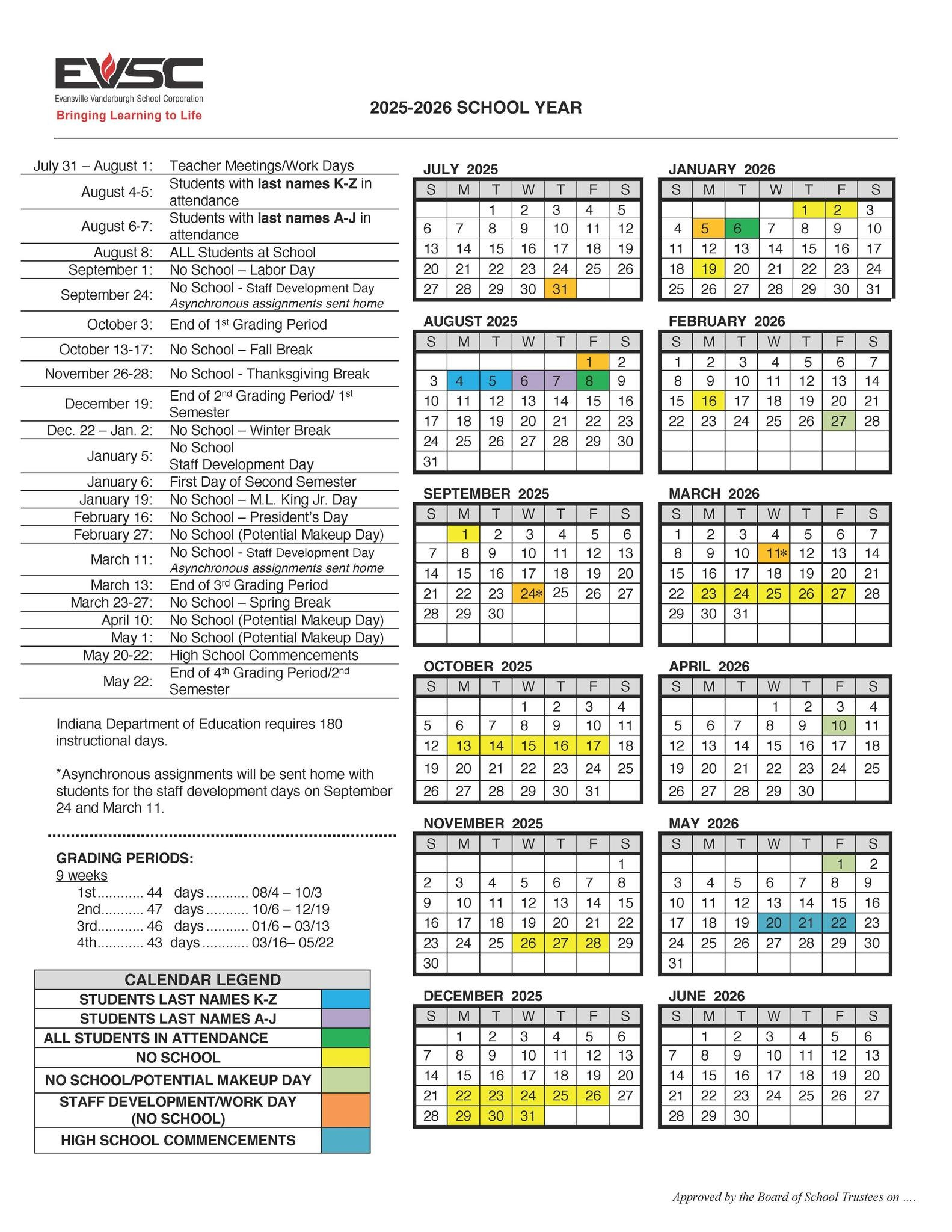 EVSC Releases 2025 26 School Calendar Key Dates You Need To Know