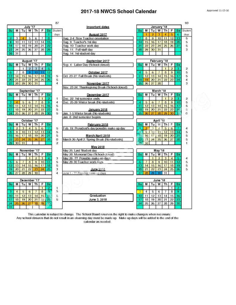 Flowing Wells District Calendar Flowing Wells District Calendar