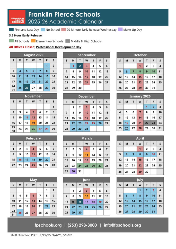 Franklin Pierce Schools Calendar 25 26 Revised pdf EduCounty Franklin Pierce Schools Calendar 25 26 Revised pdf EduCounty