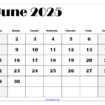 Free June 2025 Calendar Printable PDF Template With Holidays