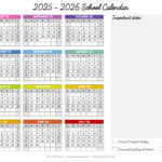 Free Printable 2025 2026 School Calendar One Page Academic Calendar Lovely Planner