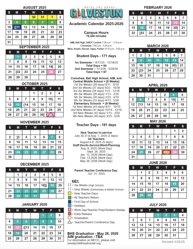 Galveston ISD Releases 2025 2026 Academic Calendar Galveston Island News Galveston ISD Releases 2025 2026 Academic Calendar Galveston Island News