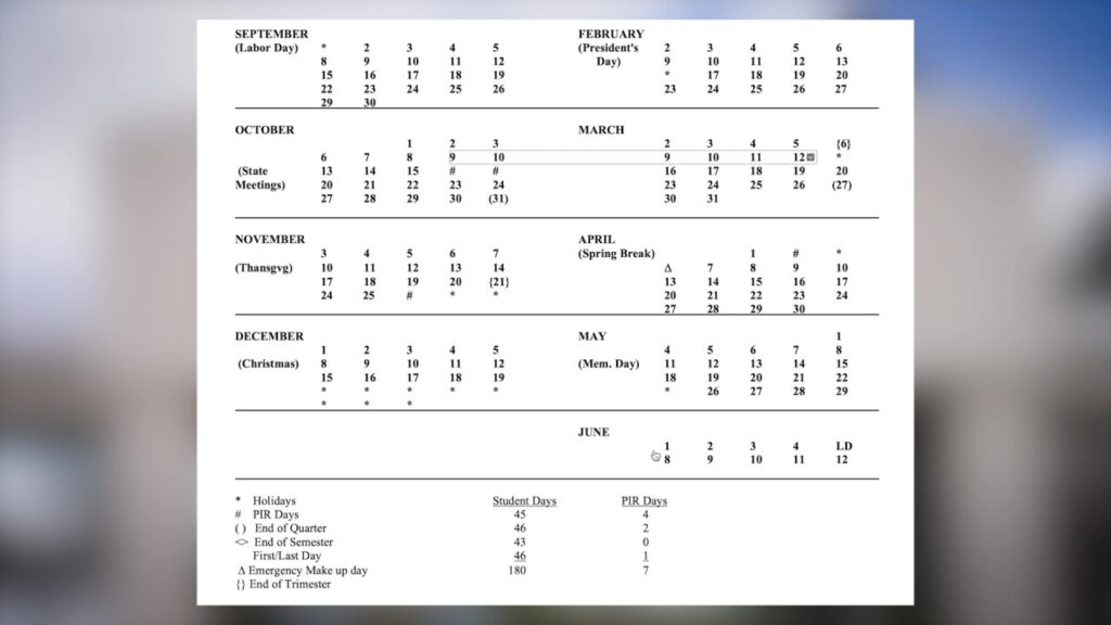 GFPS Explains Calendar Planning Including Shorter Spring Break