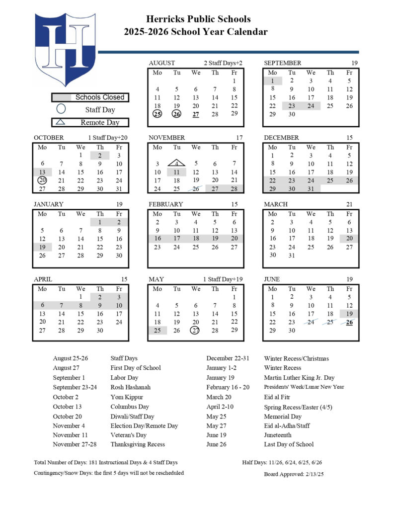 Herricks Public Schools Calendar 25 26 Revised PDF EduCounty