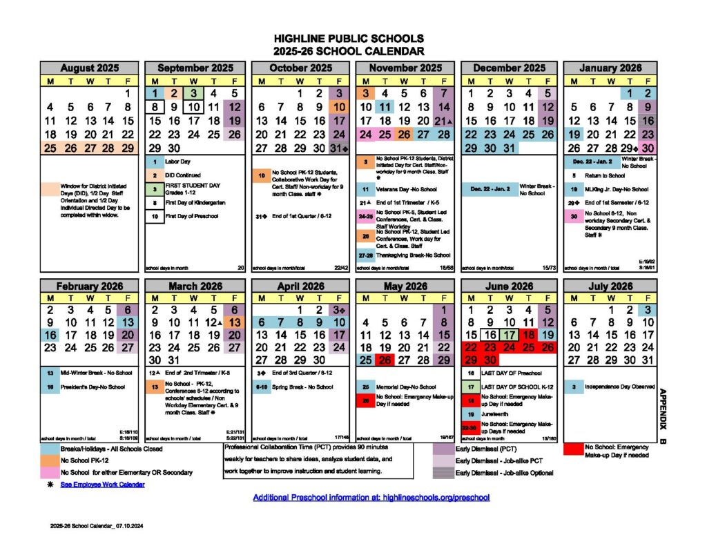 Highline Calendar Printable
