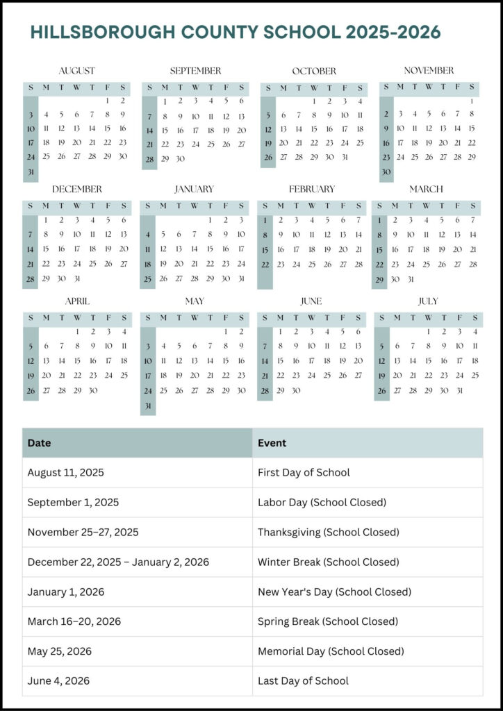 Hillsborough County School Calendar 2025 2026 Dates 