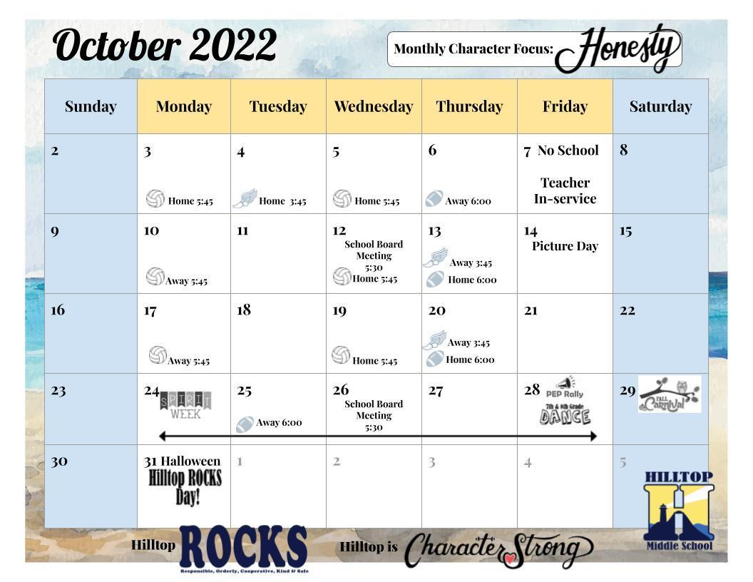 Hilltop Student Calendar Hilltop Middle School