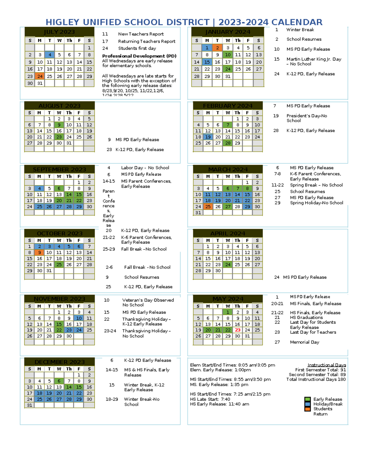 HUSD Calendar 2023 2024 Board Approved Schedule Details Studocu