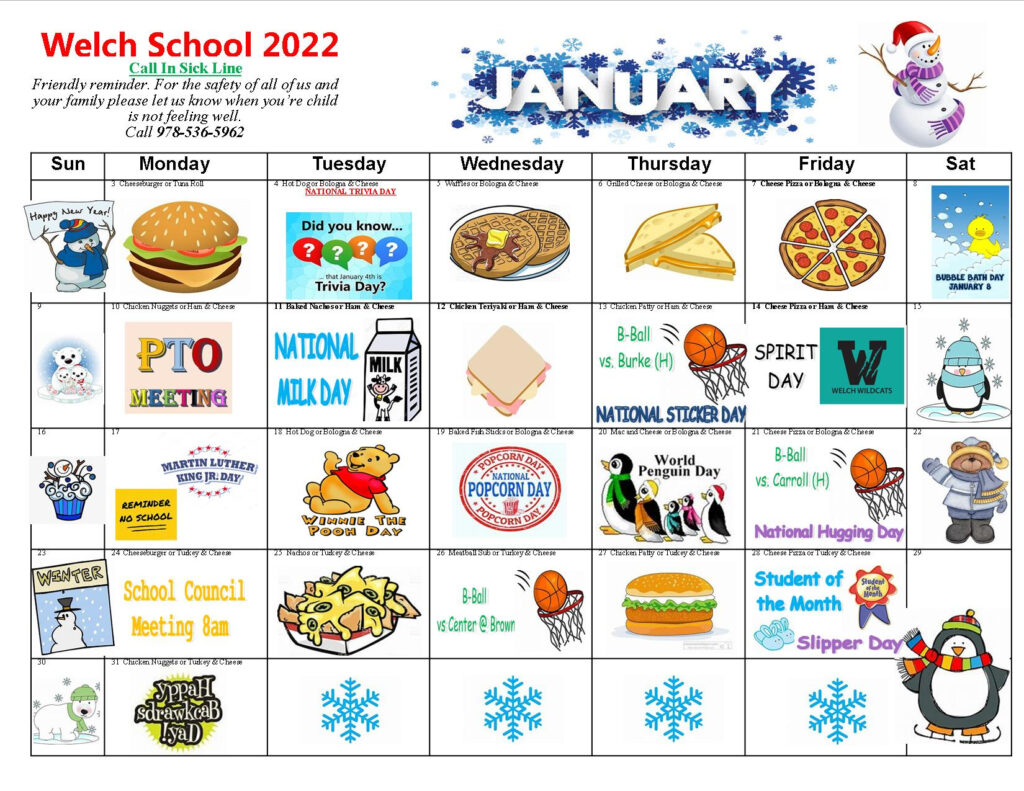 January Calendar Peabody Public Schools