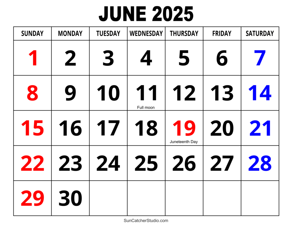 June 2025 Calendar Free Printable Free Printables Lettering SVG Files Tools Apps