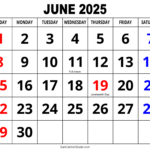 June 2025 Calendar Free Printable Free Printables Lettering SVG Files Tools Apps