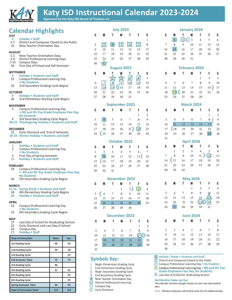Katy ISD Approves 2024 2025 Instructional Calendar